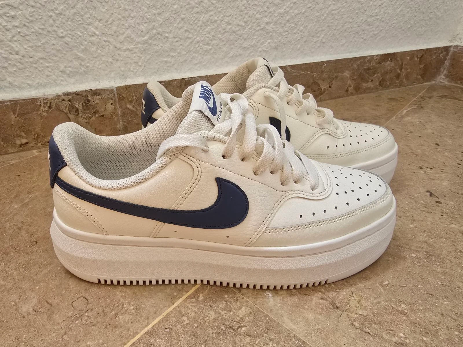 Tênis Nike Court Vision Alta Platform em Couro Branco Azul EU 40 – photo 9